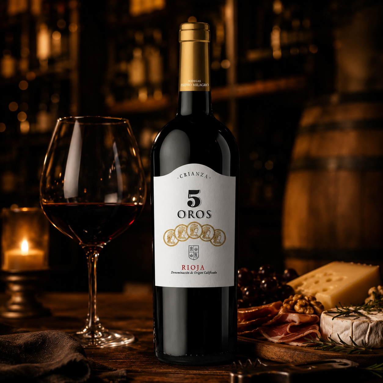 Vinho Tinto Espanhol 5 Oros Crianza D.O.Ca. Rioja
